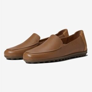 Vionic Elora Slip On Leather Driving Moc Comfort Loafers in Toffee Brown